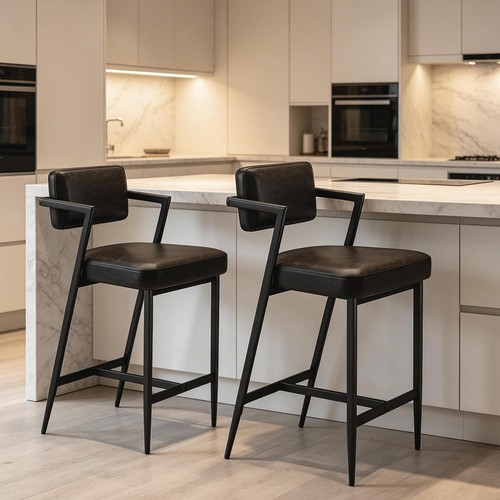 2pcs height back barstools - 2pcs,