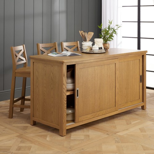 Kitchen island with oak bar - with,