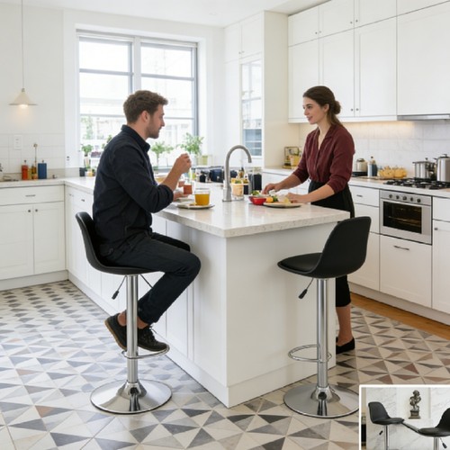2pc black bar stools - black, stools,