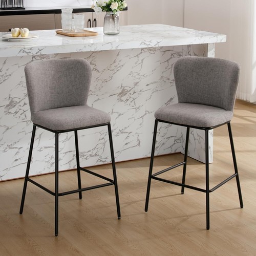 Grey linen bar - stool, –