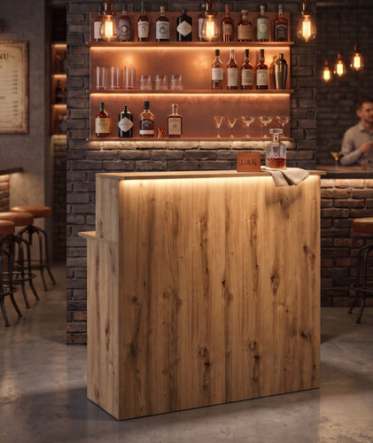 Led home bar - bar, wood