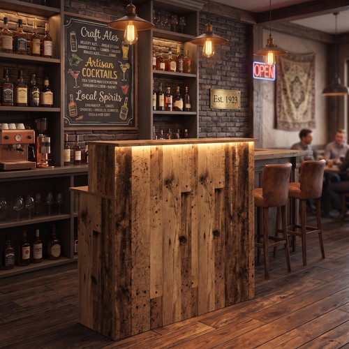 Led home bar rustic old - rustic, wood